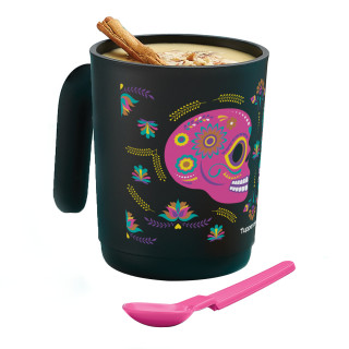 Taza Ilúmina con Cucharita Cuelga Sola Decorada: Calaverita