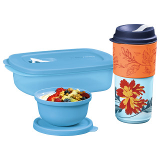 Paquete Azul Floralis: Micro Flash Rectangular Chico 1.0. L, Eco Vaso Floralis 490 ml & Tazoncito Aloha 200 ml.
